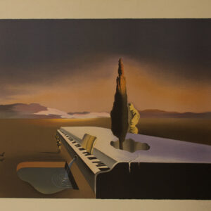 « Necrophilic Fountain Flowing from a Grand Piano » Lithographie originale, Affiche Dali, 1933, Espagne.
