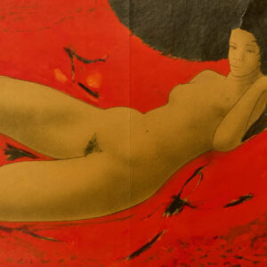 « Femme allongée » - Rouge, Alain Bonnefoit, Poster original, 1974, France.