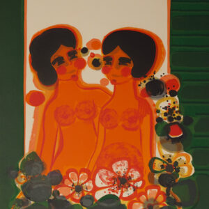 « Deux dames » - Menguy, Lithographie, 1970, France.
