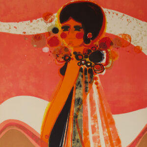 « Une dame » Menguy Lithographie, 1970, France.