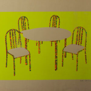 « Deux femmes nues / Table et chaises » Allemane Œuvre originale unique, Double sérigraphie Recto Verso, 2005, France.