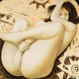 « Femme nue en tailleur », Lithographie originale Alain Bonnefoit France