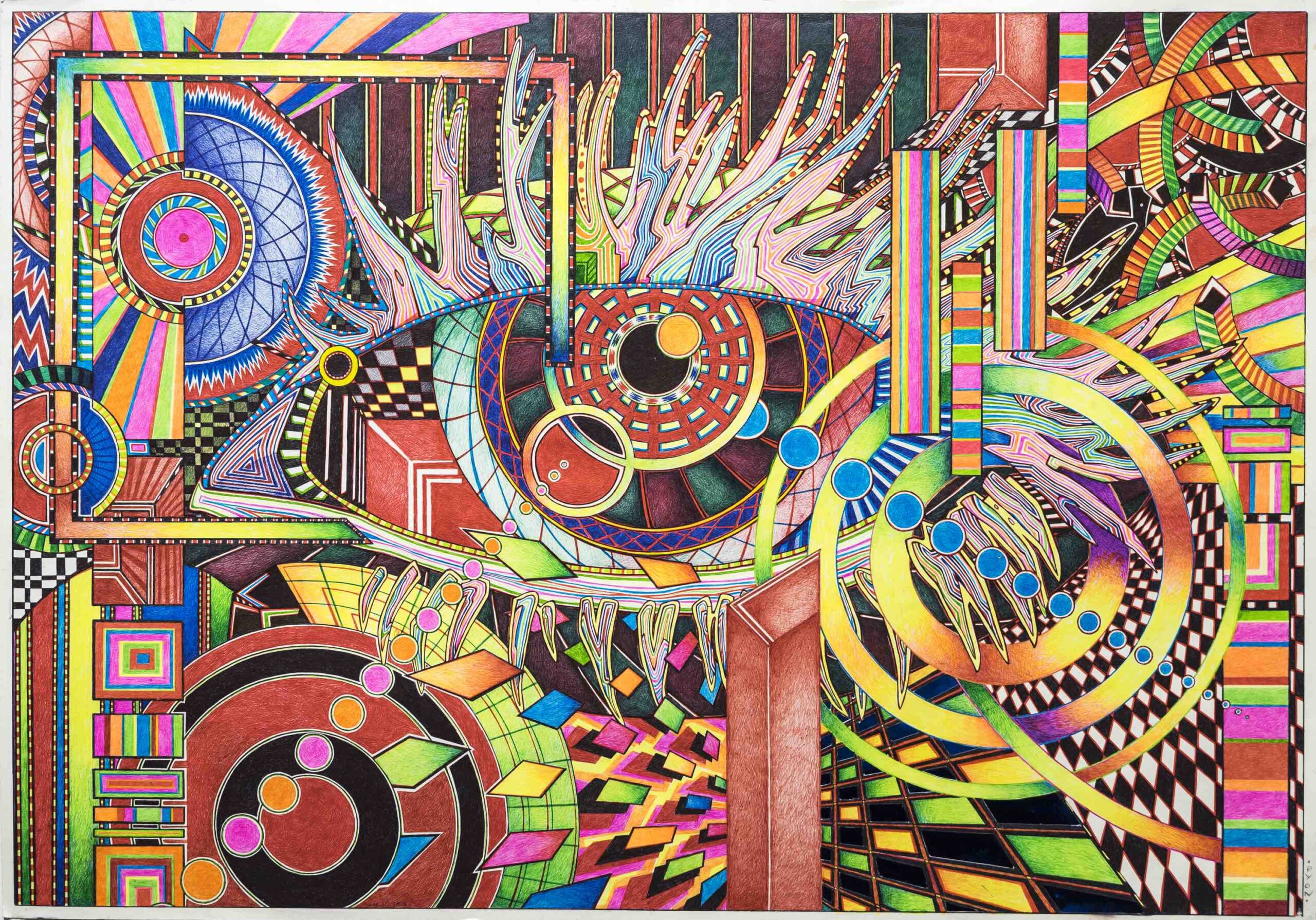 Oeil psyché, Pyon, 2016, France - Tenture - signé à la main