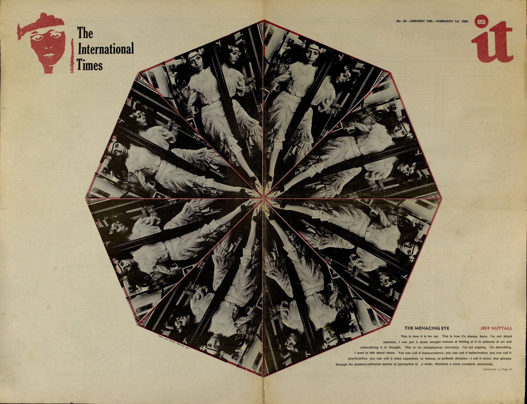 International Times, "The Menacing Eye", N°24, 19 Jan. - 1 Fév. 1968, UK, 46,5 x 30 cm (exemplaire signé par Jim Haynes) - couverture poster – Image 2