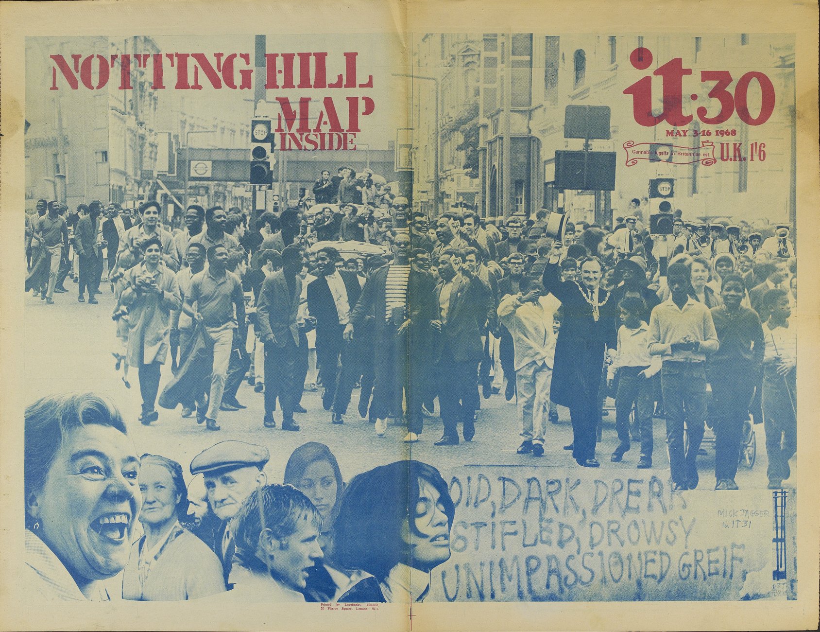 International Times, N°30, 3 - 16 Mai 1968, UK, 46,5 x 30 cm (exemplaire signé par Jim Haynes) - couverture poster – Image 2