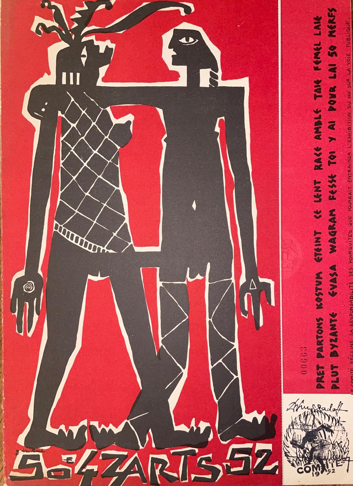«Bal des 4 Z’arts- invitations lithographiées» 1952, signée
