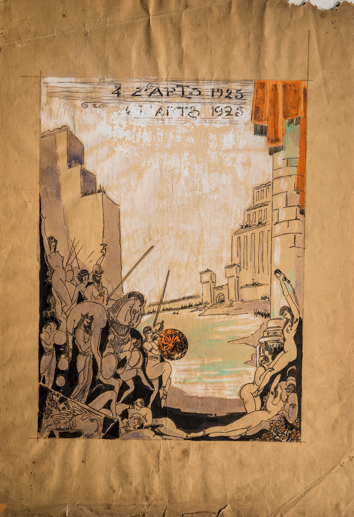 Bal des 4 Z'Arts - Dessin original 1925